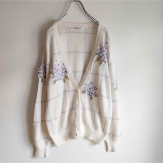 vintage 花刺繍　サマーニット　レース　ニットカーディガン　ヴィンテージ