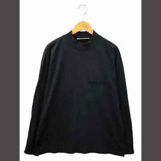 エッセンシャルズ モックネック ロゴ フロッキープリント 長袖 Tシャツ XS(Tシャツ/カットソー(七分/長袖))