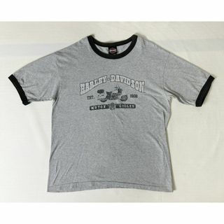 Harley Davidson - メキシコ製 ハーレーダビッドソン モーターサイクル リンガーTシャツ グレー L