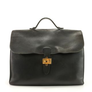 エルメス(Hermes)のエルメス 〇T 刻印 サックアデペッシュ レザー ビジネス バッグ 書類鞄 ブリーフケース トート 通勤 ネイビー A4 メンズ MMM AB7-4(ビジネスバッグ)