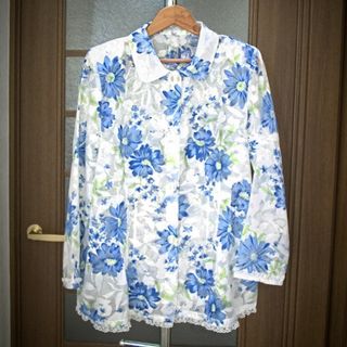 未使用■透け感のある花柄シャツジャケット(シャツ/ブラウス(長袖/七分))