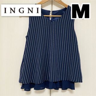 イング(INGNI)のイング　INGNI ストライプ　ボーダー　トップス　ネイビー　M(シャツ/ブラウス(半袖/袖なし))