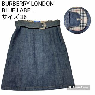 バーバリーブルーレーベル(BURBERRY BLUE LABEL)のバーバリーロンドン ブルーレーベル デニム スカート36 ノバチェック(ひざ丈スカート)