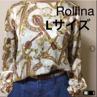 値下げ ¥2444→¥1888  日本製　Rollina  レトロ　ブラウス　L(シャツ/ブラウス(長袖/七分))