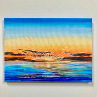 sunset＊4号キャンバス　絵画　原画　風景画　海　空　夕日　沖縄　ハワイ