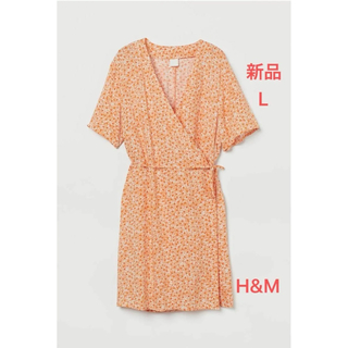H&M - ブラウス ワンピース 半袖 花柄　h&m エイチアンドエム　ドレス　ラップドレス