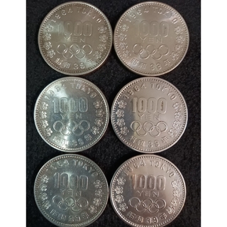 銀貨　東京オリンピック1.000円銀貨silver925汚れ少ない綺麗６枚セット(金属工芸)