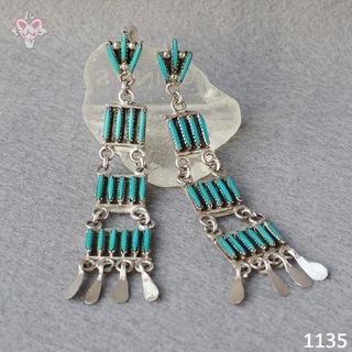 インディアンジュエリー(INDIAN JEWELRY)のターコイズ シルバー インディアンジュエリー ズニ族 カワイイ ゆれるピアス(ピアス)