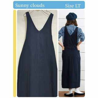 Sunny clouds（FELISSIMO） - 【Sunny clouds】サニークラウズ　黒藍シャンブレー　エプロンワンピース