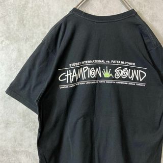 ステューシー(STUSSY)の【メキシコ製、クラウンロゴ】stussy両面プリントロゴ古着Tシャツ黒sk8M(Tシャツ/カットソー(半袖/袖なし))