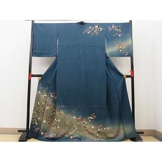 平和屋野田店■訪問着　更紗花蝶霞文　たたき染め　逸品　BAAD1199yc(着物)