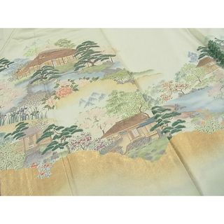 平和屋野田店■色留訪問着　寿光織　石亭風景文　やまと誂製　逸品　BAAD1271yc(着物)