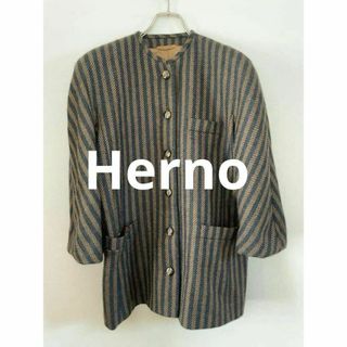 HERNO - Herno ヘルノ ノーカラージャケット ストライプ ヴィンテージ イタリア製