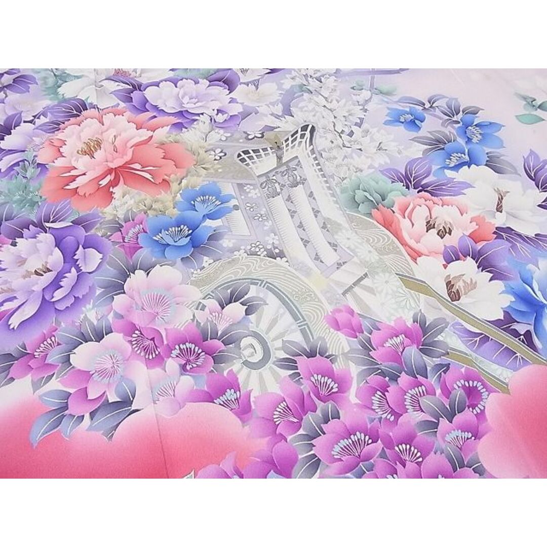 平和屋野田店■豪華振袖 駒刺繍 御所車流水花文 暈し染め 銀彩 逸品 BAAD3589gh 平和屋野田店■豪華振袖 駒刺繍 御所車流水花文 暈し染め 銀彩 逸品 BAAD3589gh