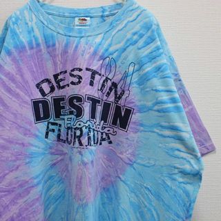 フルーツオブザルーム(FRUIT OF THE LOOM)のDestin Florida 米国フロリダ州にある観光地 タイダイ 古着Tシャツ(Tシャツ/カットソー(半袖/袖なし))