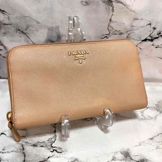 プラダ(PRADA)のPRADA サフィアーノ　長財布　ピンクベージュ　ラウンドファスナー(財布)