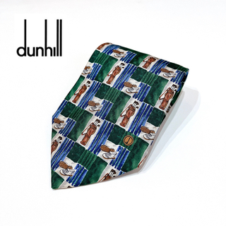 Dunhill - ダンヒル　dunhill ネクタイ　ゴルフ柄　グリーン　深緑　スーツ　ゴルフ