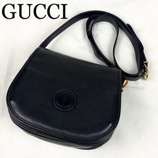 グッチ(Gucci)のGUCCI ショルダーバッグ　インターロッキング　ブラック　レザー　ゴールド金具(ショルダーバッグ)