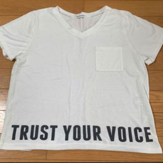 Vネック 白 Tシャツ L(Tシャツ/カットソー(半袖/袖なし))