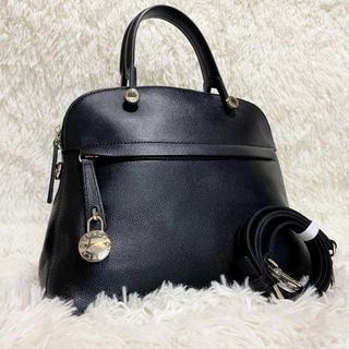 フルラ(Furla)のフルラ　パイパー　ショルダーバッグ　2way 南京錠　ハンドバッグ　シボ革　黒(ショルダーバッグ)