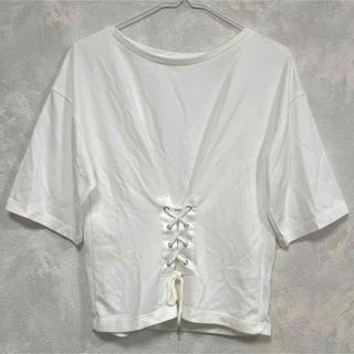 【美品】ジーユー GU コルセット Tシャツ 五分袖 ホワイト 白 夏 春 M