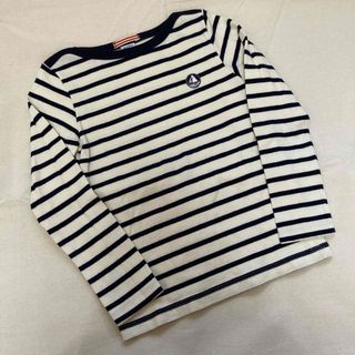 プチバトー(PETIT BATEAU)のプチバトー ロンT 長袖 ボーダー ポートネック ネイビー 8ans 126cm(Tシャツ/カットソー)