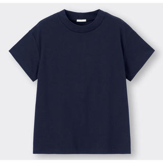 GU スムースT L ネイビー　レディース(Tシャツ(半袖/袖なし))