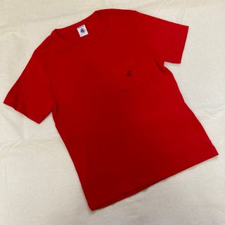 プチバトー(PETIT BATEAU)の美品☆プチバトー Tシャツ 半袖 ポケT レッド 8ans 128cm(Tシャツ/カットソー)