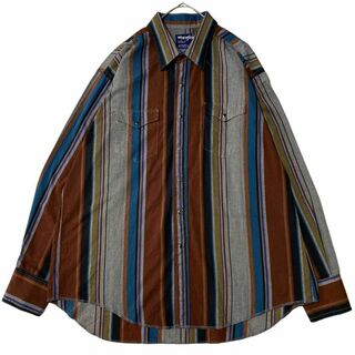 ラングラー(Wrangler)のUSA製 ラングラー ストライプウエスタン長袖シャツ 両胸ポケット薄手r54(シャツ)