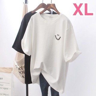 【売れてます】スマイル プリント Tシャツ ホワイト 韓国 ファッション 半袖(Tシャツ(半袖/袖なし))