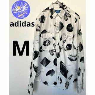 adidas - adidas アディダス　ブランドシャツ 白 ホワイトスポーツ おしゃれ古着　M