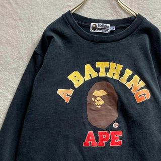 A BATHING APE - A BATHING APE 長袖 ロンT アーチロゴ M 黒 ブラック