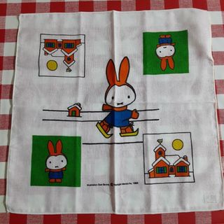 ミッフィー(miffy)の未使用【ディックブルーナ】ゆきのひ　うさこちゃん　ガーゼハンカチ　緑　1963(ハンカチ)