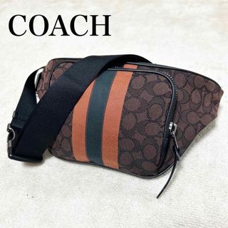 コーチ(COACH)の美品　COACH コーチ　ボディバッグ　ヘリテージ　シグネチャー　シボ革　レザー(ボディーバッグ)