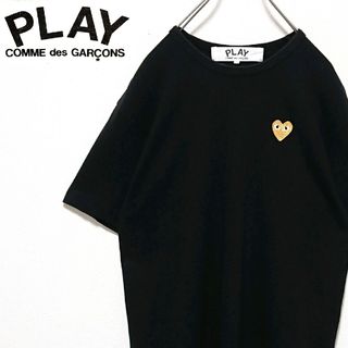 COMME des GARCONS - 人気モデル プレイコムデギャルソン ハート 刺繍 ロゴ ブラック 半袖 Tシャツ