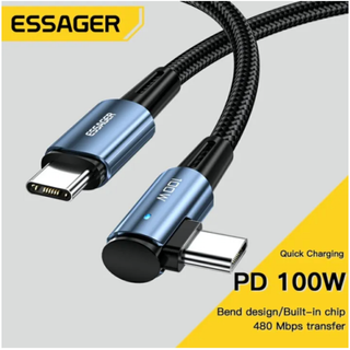 ESSAGER Type-C L型ケーブル PD 100W 5A 急速充電 1m