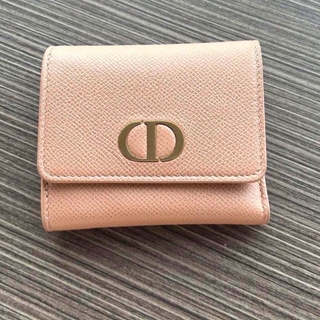 Christian Dior - ディオール 三つ折り　財布　ミニ カーフレザー ピンクベージュ　