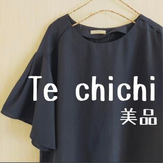 テチチ(Techichi)の美品 Te chichi テチチ 袖フレア ブラウス ネイビー(シャツ/ブラウス(半袖/袖なし))