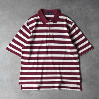 ラルフローレン(Ralph Lauren)の90s Ralph Lauren ボーダー ポロシャツ 鹿の子 ボルドー(ポロシャツ)