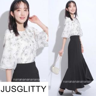 JUSGLITTY - 新品 ジャスグリッティー シアーフラワープリント ブラウス