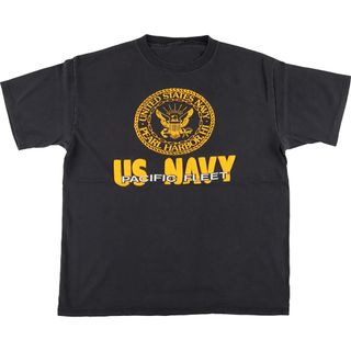 古着 US NAVY PACIFIC FLEET 太平洋艦隊 ミリタリープリントTシャツ メンズL /eaa450562(Tシャツ/カットソー(半袖/袖なし))