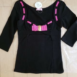 black×pinkりぼんバックル付きセクシートップス