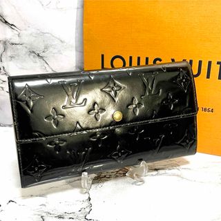 ルイヴィトン(LOUIS VUITTON)のルイヴィトン　ヴェルニ　ポルトフォイユ　サラ　ブラック×ベージュ(財布)