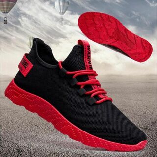 スニーカー 赤色 コンパクト シンプル 仕事靴運動靴出張 カジュアル26.5cm(スニーカー)