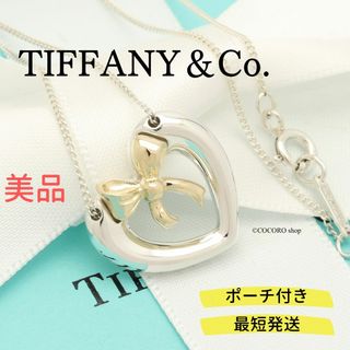 ティファニー(Tiffany & Co.)の【美品】TIFFANY&Co. ハート リボン コンビ ネックレス(ネックレス)