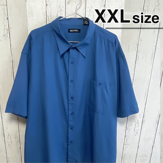 シャツ(shirts)のUSA古着　半袖シャツ　XXLサイズ　ブルー　青　無地　レーヨン　オーバーサイズ(シャツ)