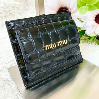 ミュウミュウ(miumiu)の極美品 希少 入手困難 ミュウミュウ クロコフラップフラグメントケース(コインケース)