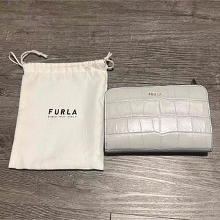 FURLA バビロン M コンパクトウォレット クロコダイルプリントレザー