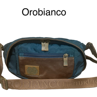 Orobianco - オロビアンコ　メンズ　ボディバッグ　ウエストポーチ　ネイビー　本革　ナイロン