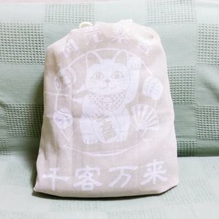 招き猫の巾着袋〈ベージュ〉ハンドメイド(その他)